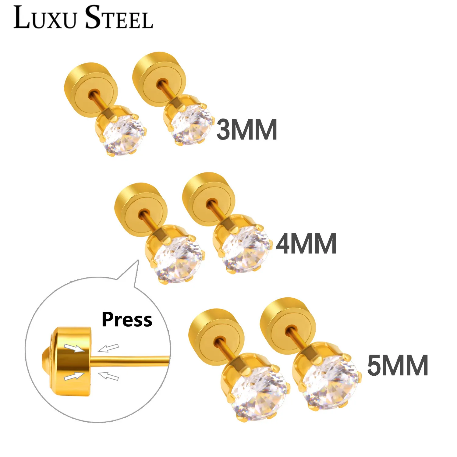 Серьги гвоздики LUXUSTEEL za 2020 антиаллергенные Круглые 3/4/5 мм|colorful stud earings|fashion earringsstud