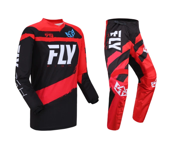 Новый Fly Fish красный F-16 для мотокросса Джерси и штаны MX Combo комплект передач 2018