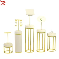 gold metal rack counter jewelry showcase beige microfiber t bar earring ring necklace pendant jewelry display organizer stand