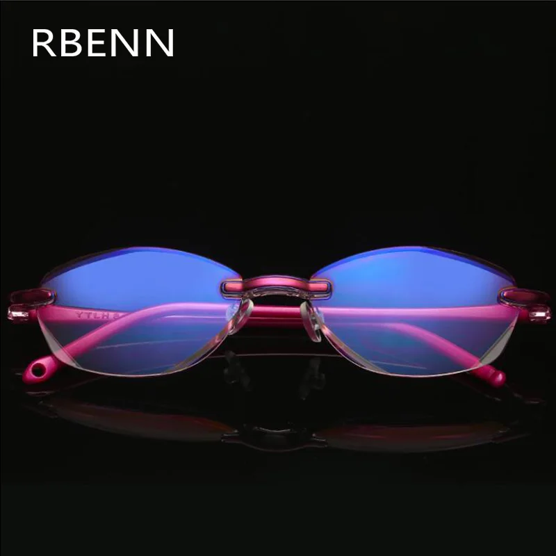 RBENN Fashion Blue Light Blocking Computer Glasses Women with Case Rimless Ladies Anti Gaming UV400 | Аксессуары для одежды