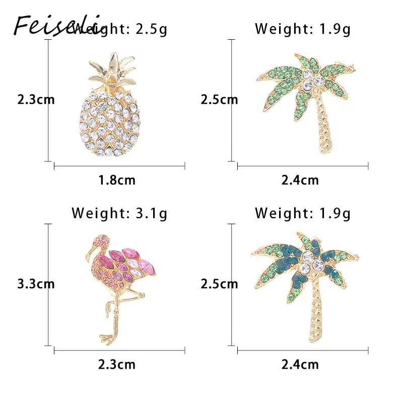 Feiseli креативный сплав мультфильм ананас Кристалл Брошь для женщин кокосовое