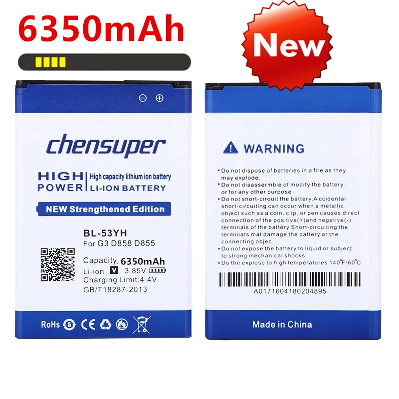 2020 Новый 6350mAh BL-53YH для LG G3 D858 D855 D857 D859 D850 F400 F460 F470 батареи | Мобильные телефоны и