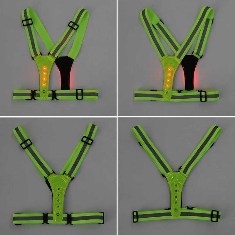 

Led Bicycle Reflective Vest Adjustable Elastic Gilet Riflettente Gear Stripe Night Outdoor Sports Safety Bicycle Reflective Belt