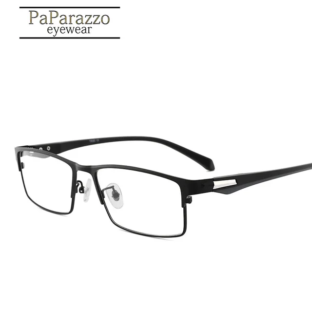 BLACK-FULL Men Myopia Glasses Frames Half&Full Male Eyeglasses Frame Fashion Metal Eyewear TR90 legs Prescription Optical Grade Glasses - Цвет оправы: BLACK-FULL