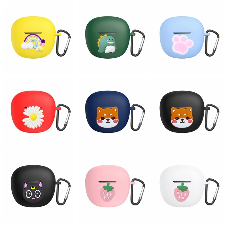 

For QCY HT03 TWS Case Cartoon dog cat /flower Silicone Wireless Bluetooth Earphones Cover for qcyht03 Anti-fall Protect case