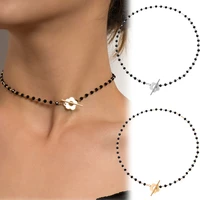 new trendy black crystal beads choker chain necklaces for women girls luxury necklace bohemia wedding party jewelry gifts
