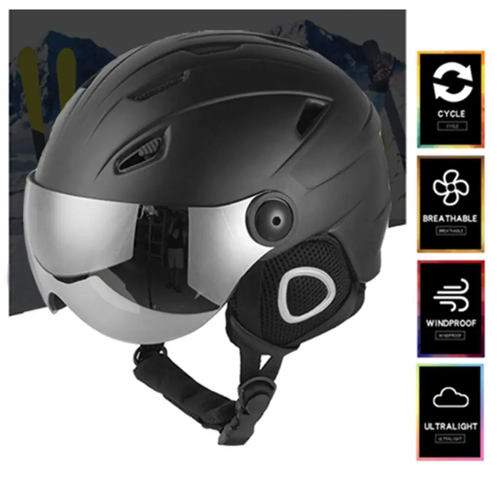 Зимний горнолыжный шлем защитный колпачок очки для катания на сноуборде маска