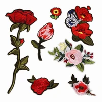 7pcs rose flower fabric patch embroidery iron on patches for clothing diy decoration clothes wedding stickers applique badge