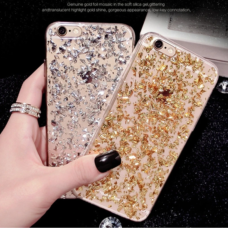 Противоударный чехол для iphone XS MAX 10 X XR 7 8 6 6S Plus SE 2020 с золотой фольгой блестками