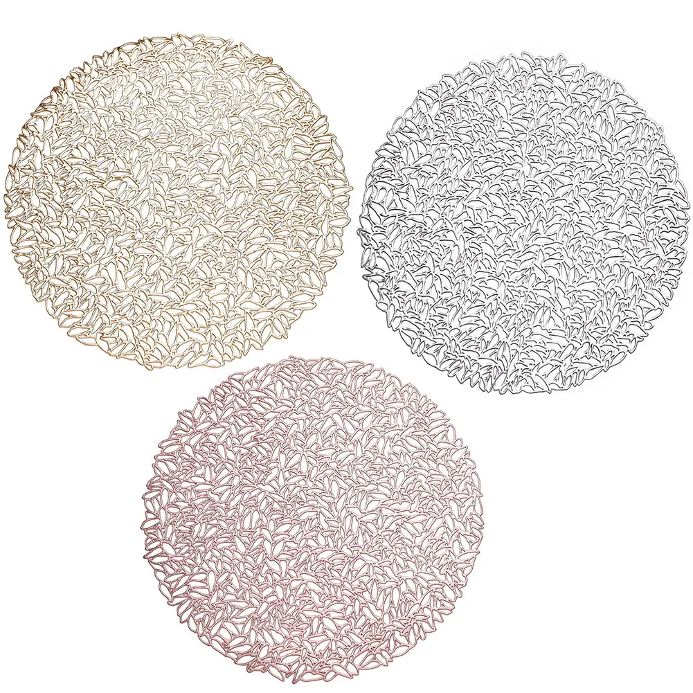 

Table Mat Placemat Hollow PVC Waterproof Tableware Pad for Dinner Plates Table Decorations Rose Gold 6PCS