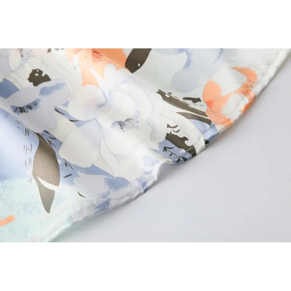 Free shipping 100% Mulberry Floral Silk Nightgown Basic Nightwear Soft Sleepwear for Skin Care Fashion Summer Dress Multicolor