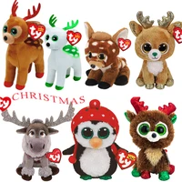 ty beanie boos sparkling candy christmas series penguin reindeer shining warm childrens christmas gifts souvenir plush toys 15c