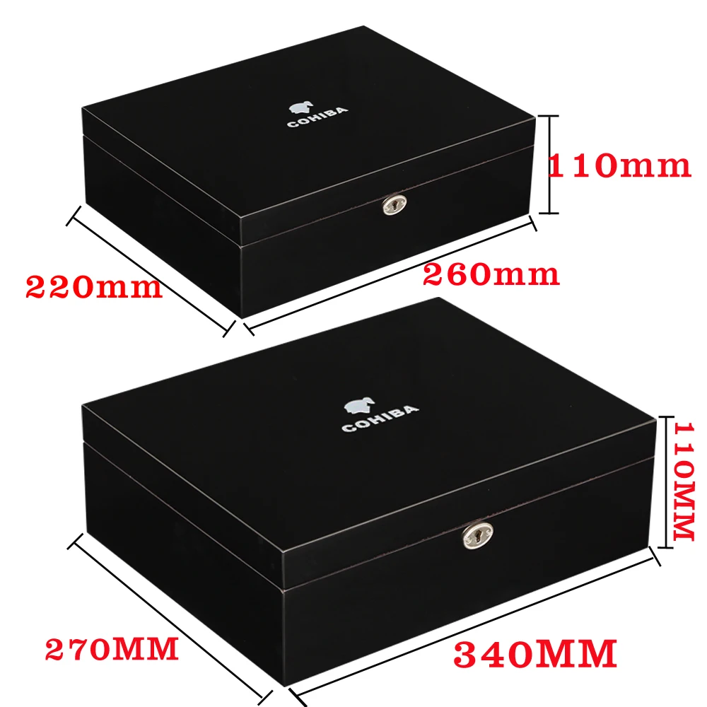 COHIBA кедровая древесина для сигар Humidor Box Пуро Чехол W/увлажнитель с гигрометром черный ящик для сигар Charuto Fit 75 Cuba сигары