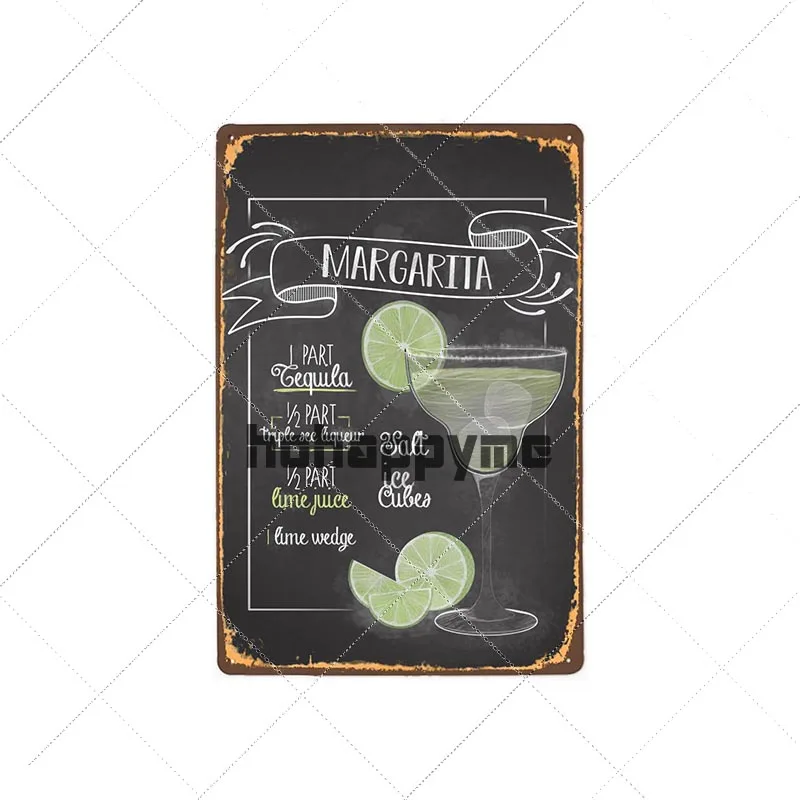 9112826 Коктейльные металлические жестяные вывески Mojito Ретро табличка Куба либр Москву мул настенный плакат паб клуб бар декоративные тарелки 20x30 см - Цвет: 9112826