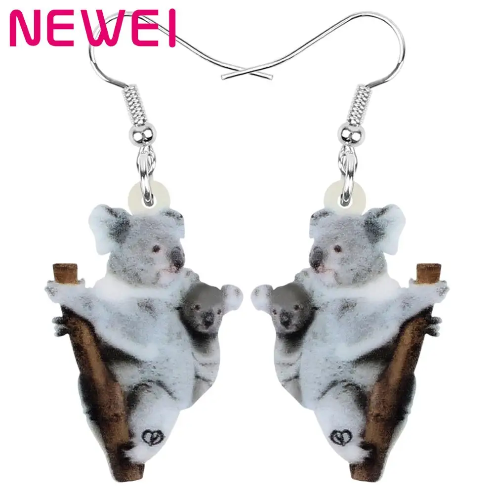 

NEWEI Acrylic Australia Koala Mom Baby Earrings Animal Drop Dangle Jewelry For Women Girl Teen Kids Charms Gift Accessories Bulk