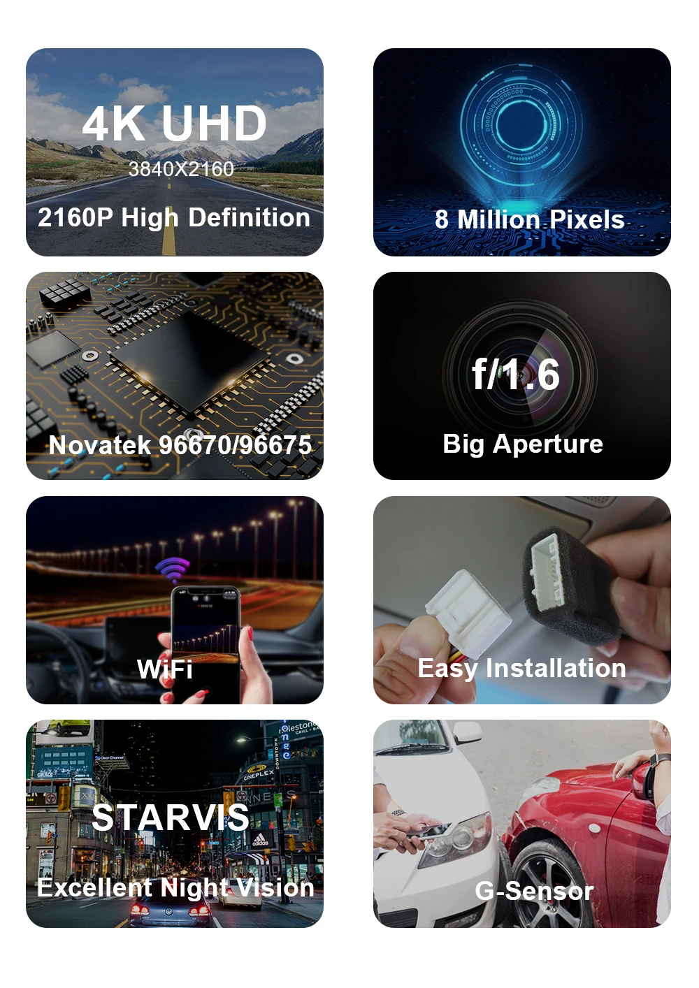 구매 DVR For Mazda CX30 2020 To 2021 FITCAMX 대시 캠 4K 야간 카메라 차량용 8MP 128G 최대 WIFI 카메라 무선 드라이브 레코더