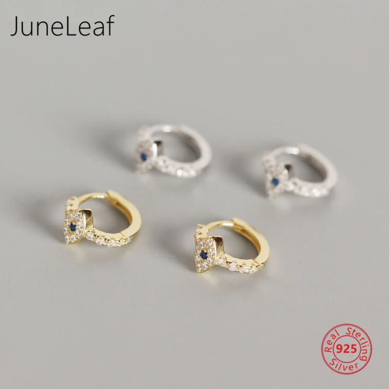 

JuneLeaf Blue Crystal Zircon Evil Eye Stud Earrings for Women Genuine 100% 925 Sterling Silver Demon Eye Jewelry Gift