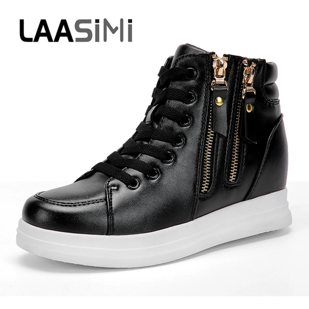 LAASIMI flat platform Shoes Woman Autumn Boot Fashion Increasing Height women Flats Black White Female Sneakers | Обувь