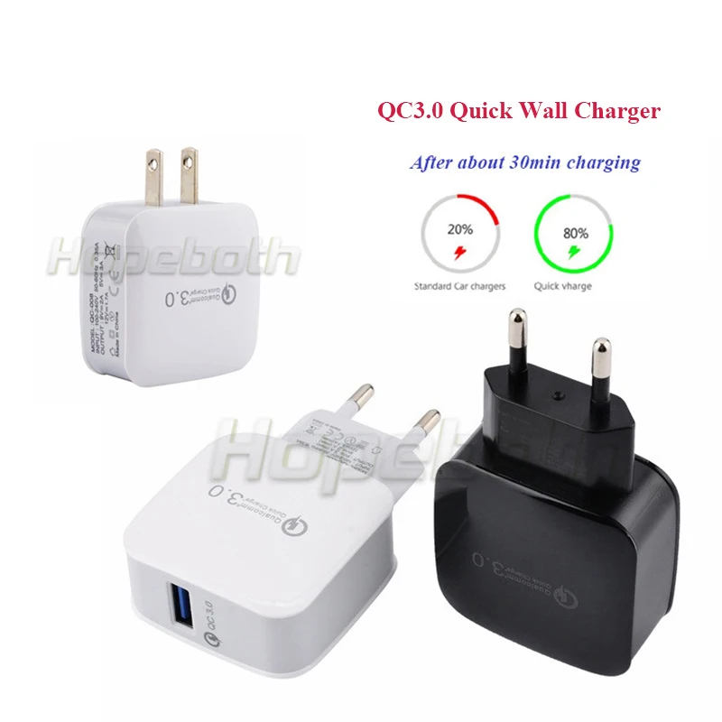 Универсальный 18 Вт USB quick charge 3 0 5V 3A для Iphone 7 8 EU US Plug быстрое зарядное устройство