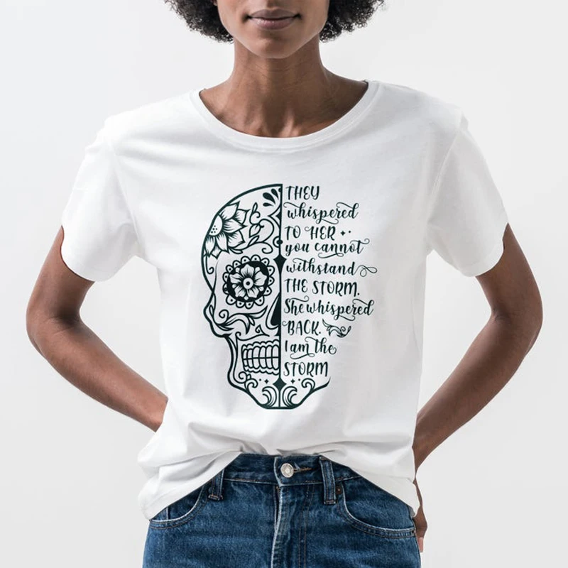 Футболка с надписью They Whispered To Her Skull модная женская футболка изображением мандалы