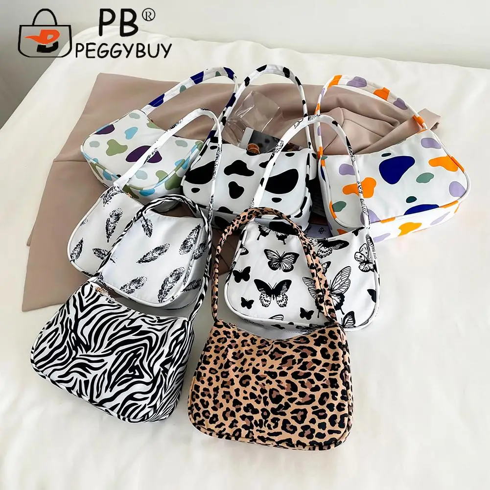 

Fashion Women Animal Pattern Shoulder Underarm Bag Casual All-match Nylon Small Handbags Portable Street Travel Zipper Purse