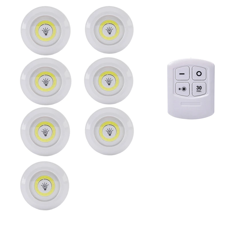 1Remote 7 lamp Новая диммируемая светодиодная подсветка под шкаф с пультом дистанционного управления на батарейках светодиодный светильник s для шкаф для ванной комнаты светильник ing - Цвет: 1Remote 7 lamp