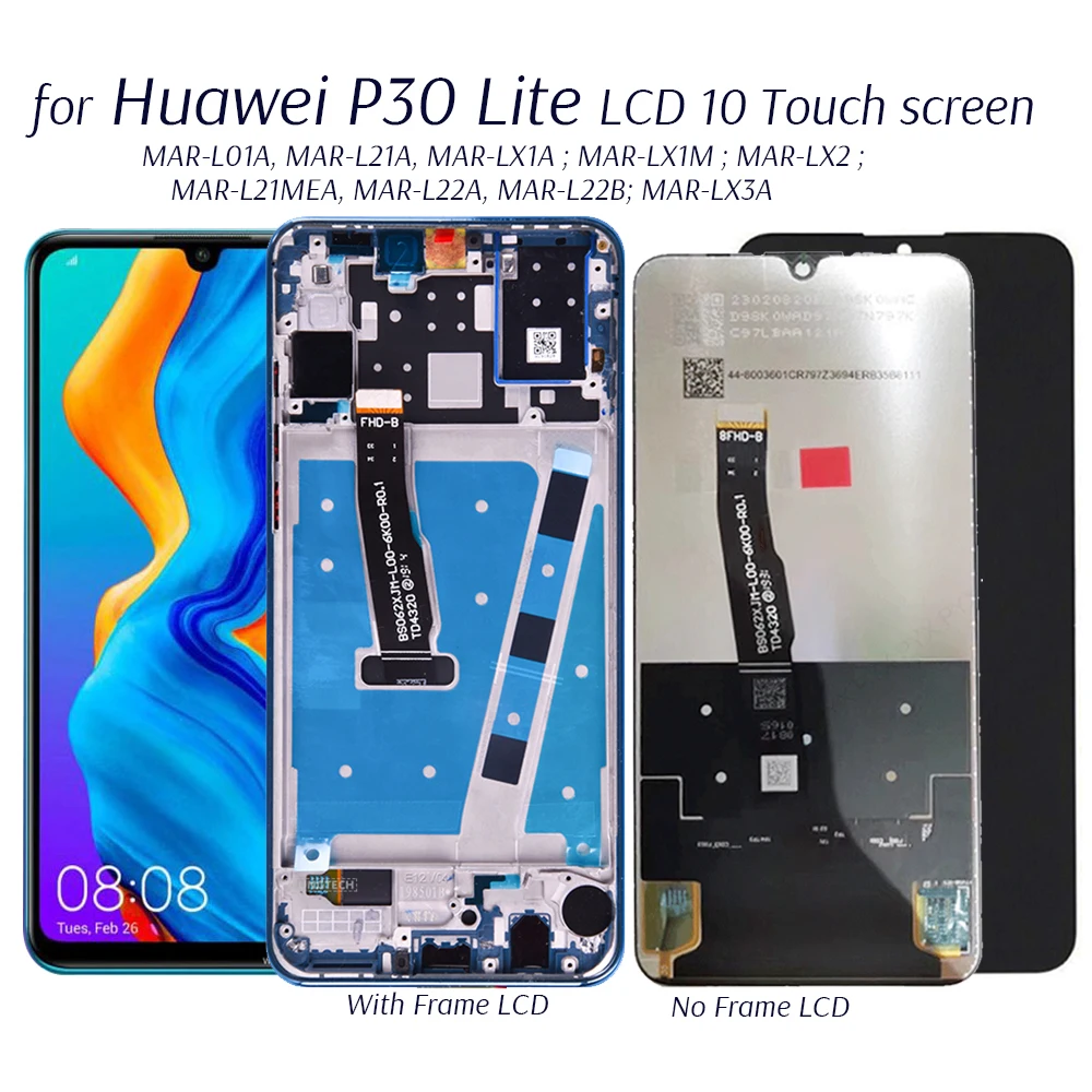 

Дисплей для Huawei P30 Lite MAR-LX1M LX1A LX2 L21MEA LX3A, ЖК-дисплей, 10 дюймов, сенсорный экран для замены ЖК-экрана P30 Lite