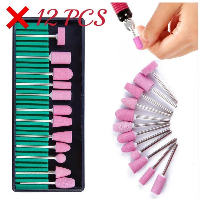 

12PCS Ceramic Nail Drill Bits Electric Manicure Head Replacement Device For Manicure Pedicure Polishing Mill Cutter Nail Files