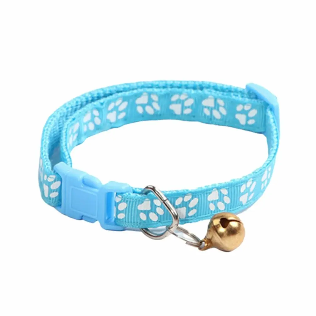

New Cute Bell Collar For Cats Dog Collar Teddy Bomei Dog Cartoon Funny Footprint Collars Leads Cat Accessories Animal Goods