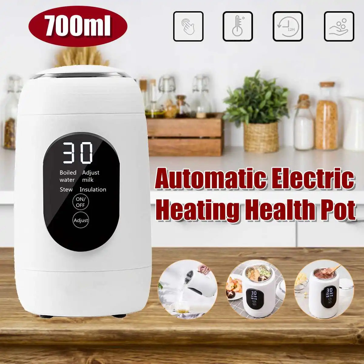 

700ML 600W Fast Boiling Water Kettle Travel Outdoor Mini Electric Kettle multifunctional Insulable Teapot Temperature Adjusted