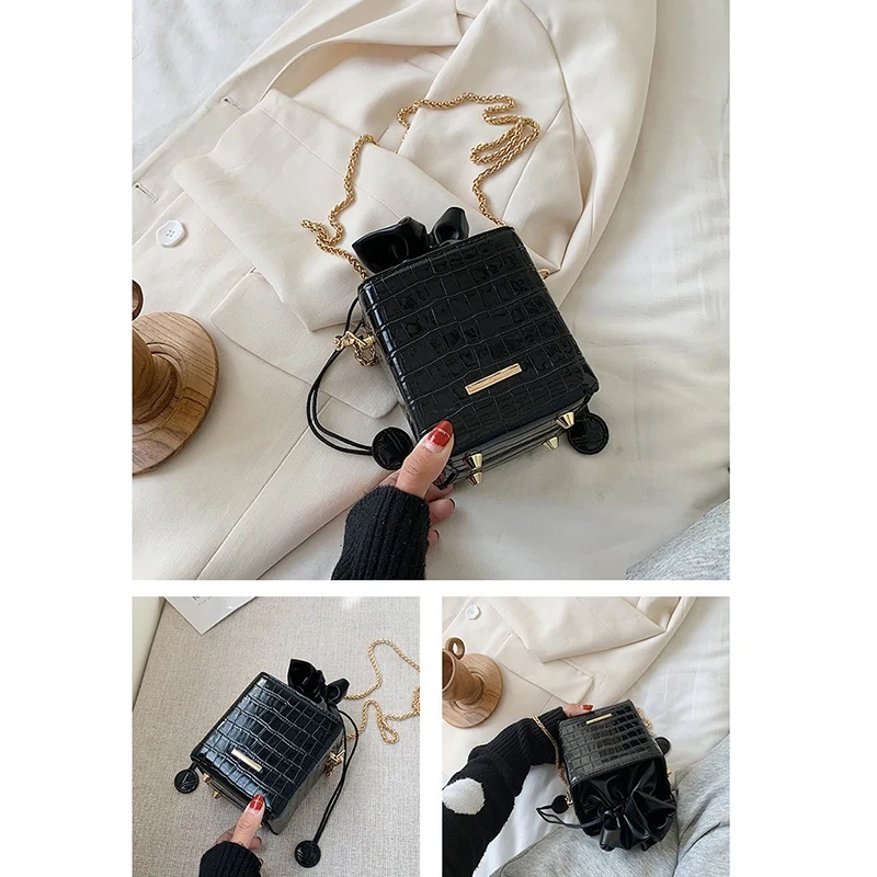 

Pattern PU Leather Crossbody Bags Shoulder Handbags Bucket Bag Small Square Bag for Women Summer