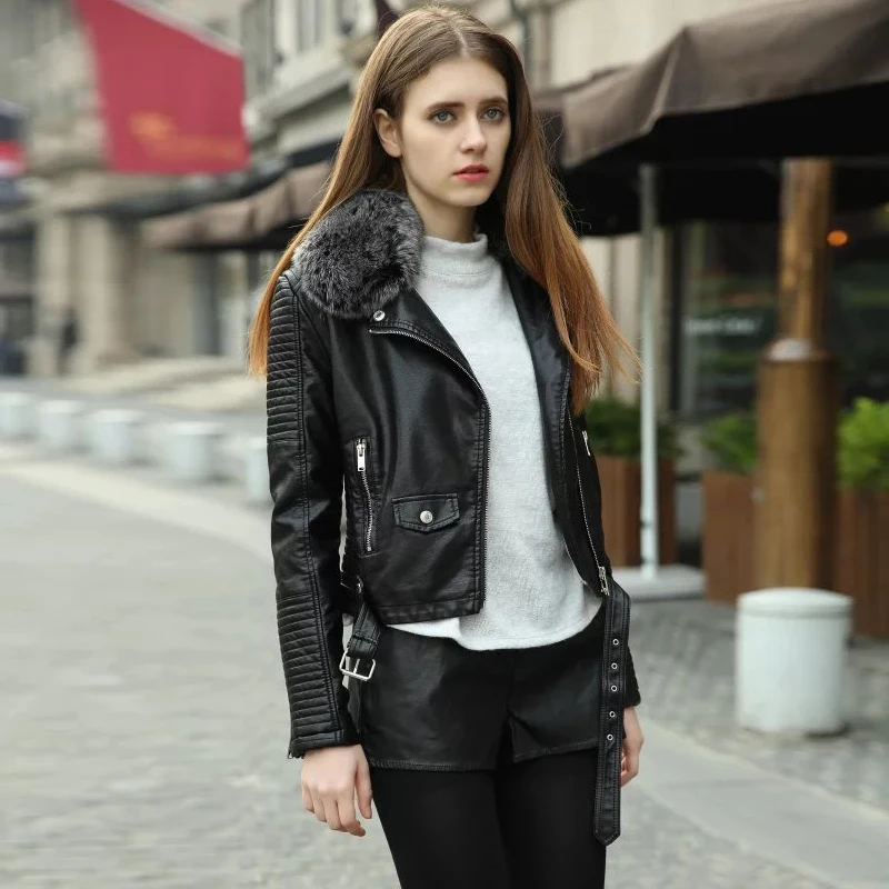 TMODA285 2021 горячие женские зимние теплые куртки из искусственной кожи с меховым
