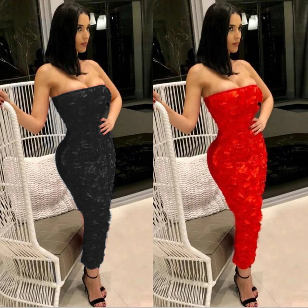 

JAYCOST Red Sexy Summer Strapless Dress Women Bodycon Dresses Off The Shoulder Sleeveless Club Party Dress Mini Vestidos