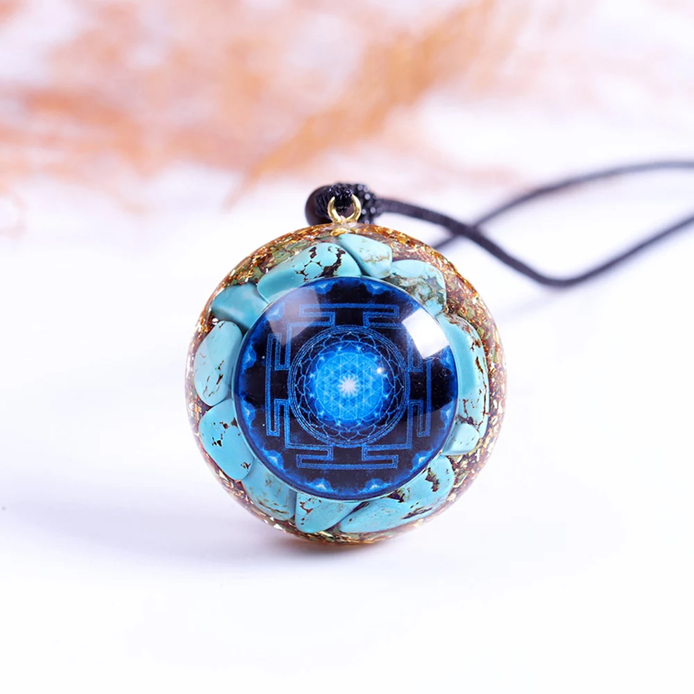 Бирюза подвеска Рэйки оргонит ожерелье с положительной энергетикой шриф Янтра