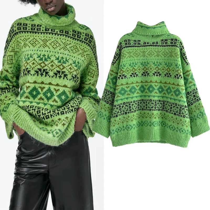 

Женский свитер с воротником-хомутом, с длинным рукавом