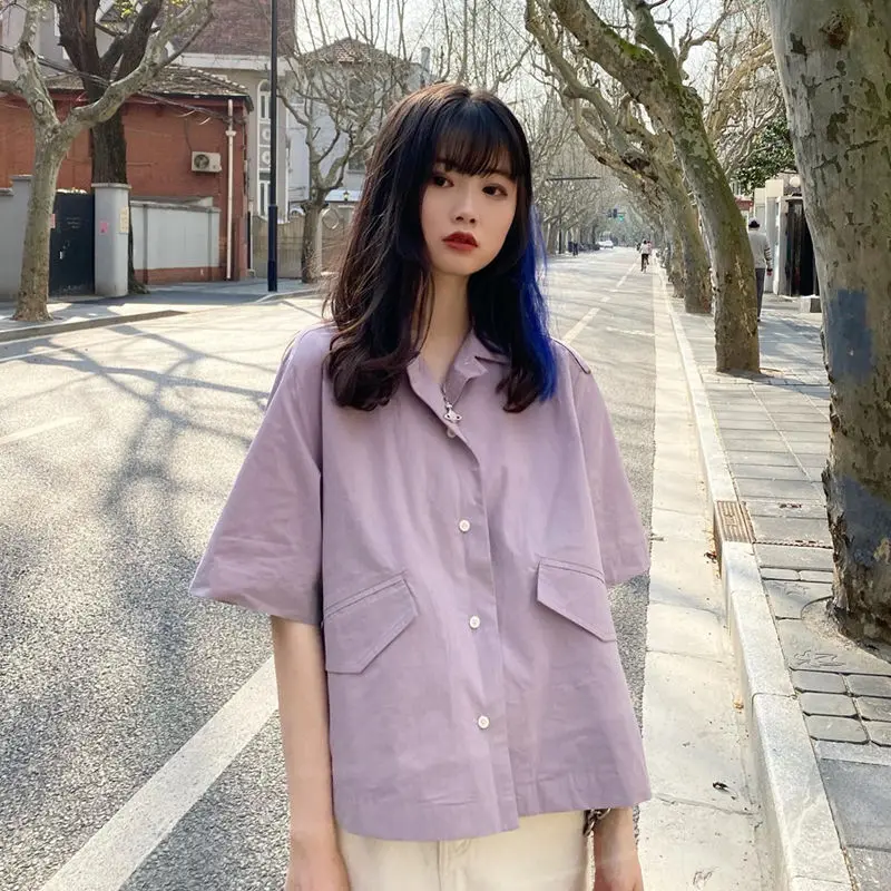 Рубашки для мальчиков однотонные стиль Харадзюку летняя свободного покроя