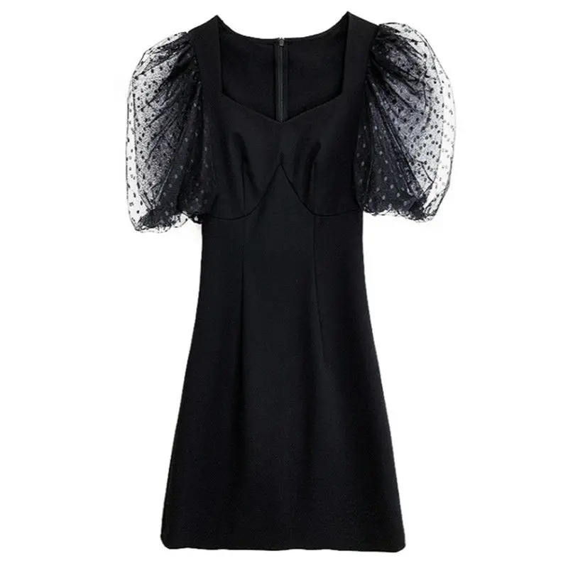 

2021 New Summer Women's Dress Fashion Slim Cotton Pretty Black Dress Casual Short Sleeve Party Sexy Lady Dress