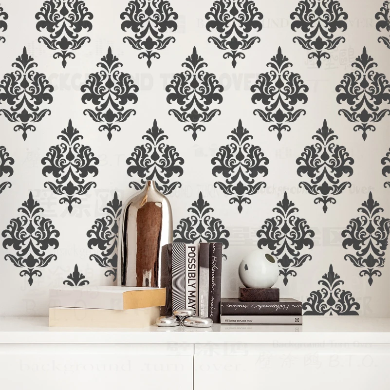 Трафарет большой для покраски плитки 30 70 см узоры Дамаска мебели шаблоны Декор