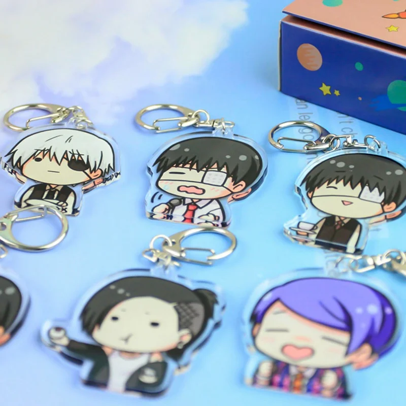 Новинка модный двусторонний брелок для ключей Токийский Гуль акриловая подвеска