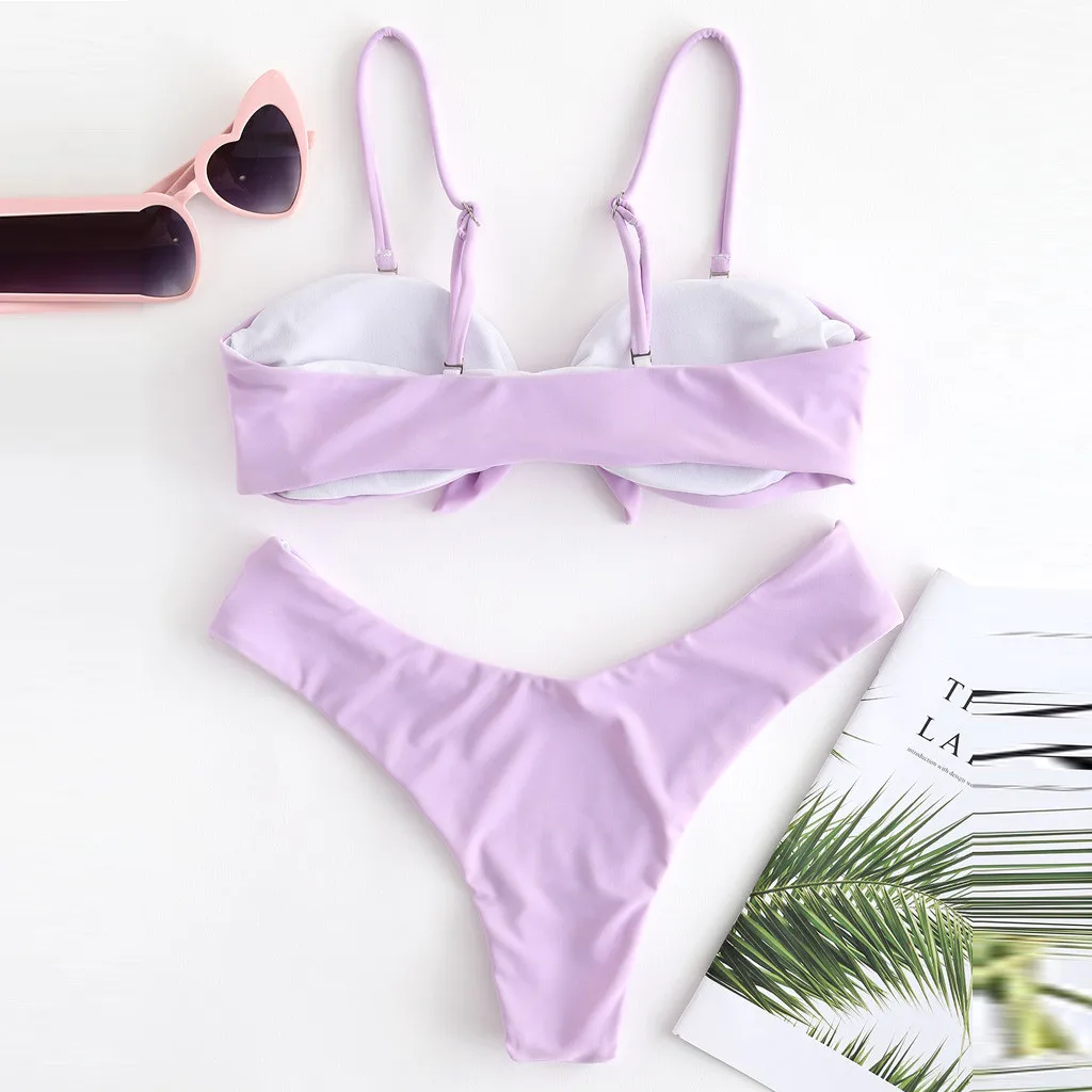 

Sexy Micro Bikini 2021 Women Solid Push Up Bikini Set High Cut Padded Bathing Suit Thong Swimsuit Female Summer Swimwear #4