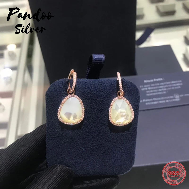 Модный шарм копия 1:1 Реплика розовое золото черный гематит падение серьги в паре