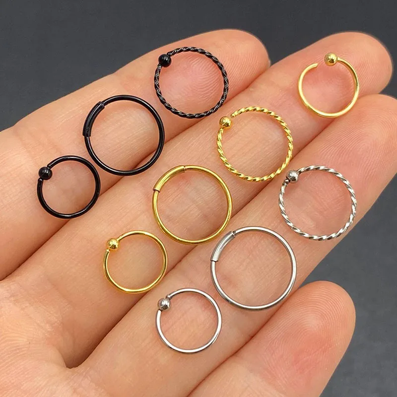 

Titanium Bead Nose Piercing Body Jewelry Part Nose Hoop Nostril Nose Ring Tiny Flower Helix Cartilage Tragus Ring