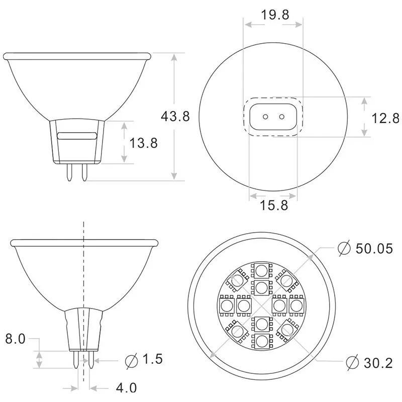 G4 база затемнения MR16 Светодиодная лампа 12VDC 12VAC 12LED 5050SMD 2 4 Вт Замена 30 галогенная 10
