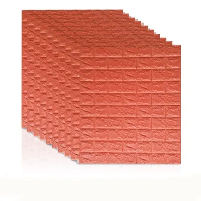 Orange red 70*77 3D наклейки в виде кирпичной стены DIY самоклеящийся Декор Пена водонепроницаемые обои настенные для ТВ фон дети гостиная - Color: Orange red