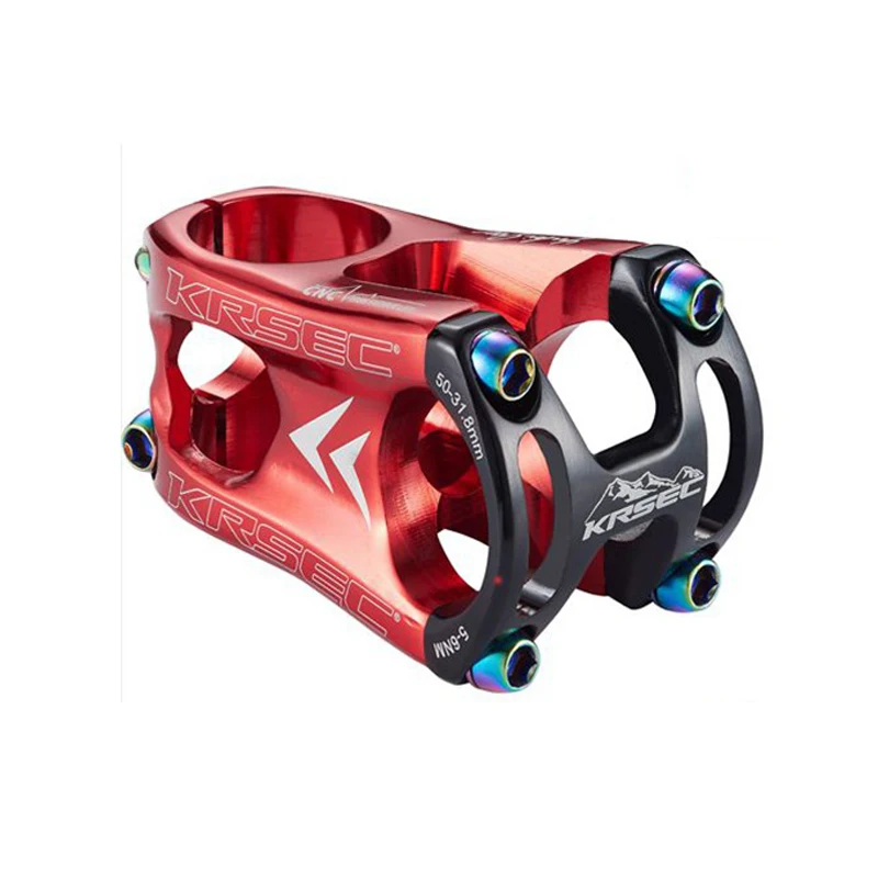 Red black KRSEC короткий Стержень 31,8*50 мм Alunminum+ титановые винты MTB/XC/дорожный велосипед ствол стержня полые суперлегкие велосипедные аксессуары - Цвет: Red black