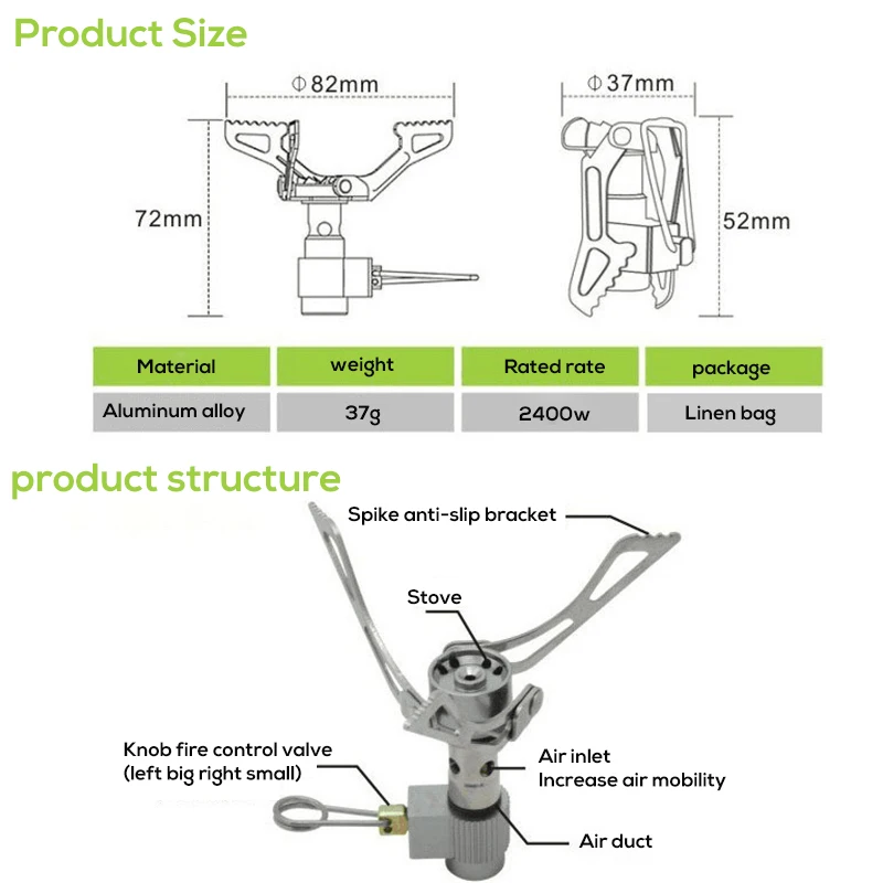 Уличная плита из титанового сплава складная Мини фотопечь для выживания 37 г 2400 Вт