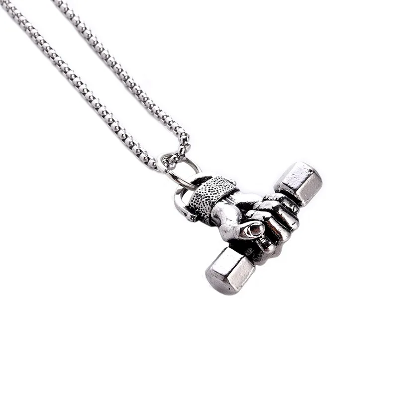Подвеска в виде гантели мужские популярные кулак фитнес ожерелье кулон