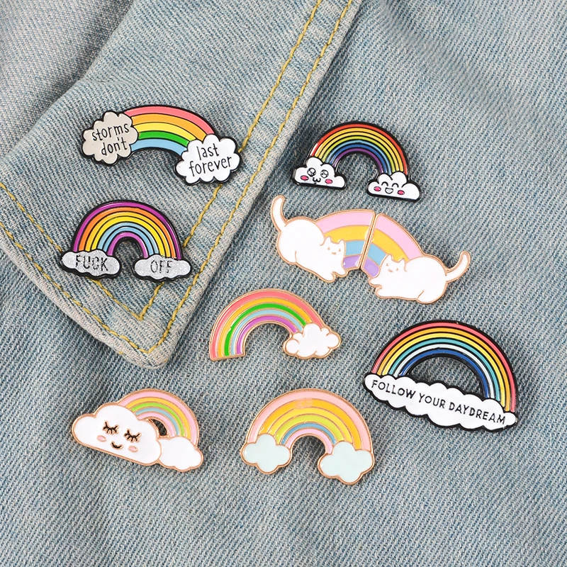 

Creative Rainbow Bridge Set Brooch for Woman Alloy Badges Collar Enamel Pin Brooches Clothes Metal Pin Jewelry Accesorios