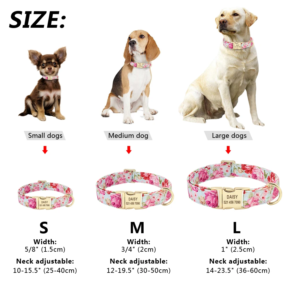 

Dog Tag Collar Personalized Pet Puppy Nameplate Collar Custom Nylon Engraved Cat Dog ID Collars Adjustable For Medium Large Dogs