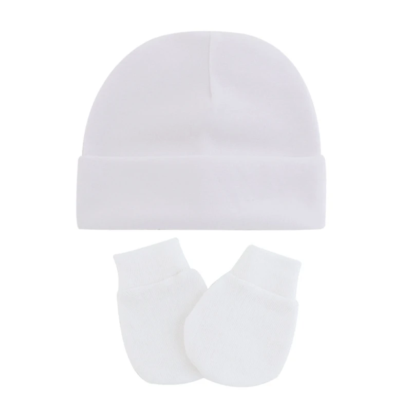 Newborn Infants Face Protection Scratch Mittens Warm Cap Kit Baby Anti Scratching Cotton Gloves+Hat Set